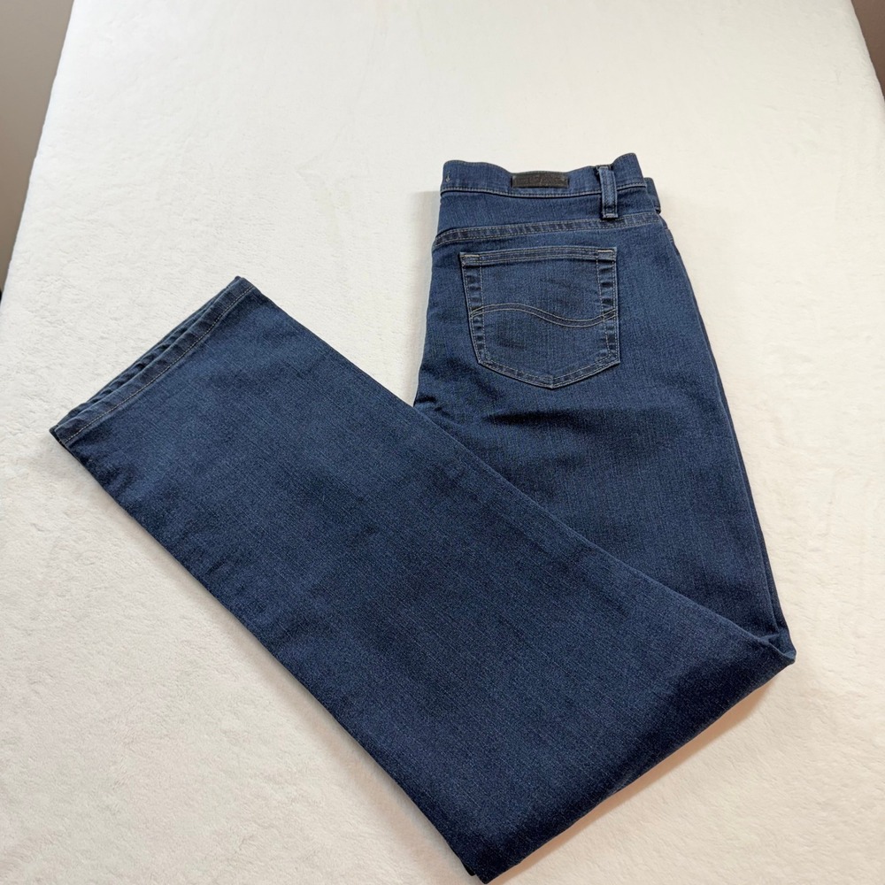 Lee Relaxed Fit Jeans Womens 12 Long Dark Blue Good Straight Leg High Rise
